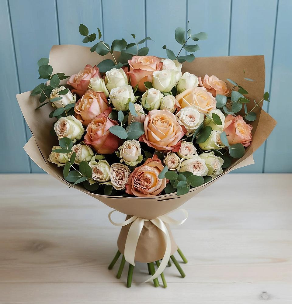 Букет цветов из: Альстромерии и Розы в Никольском Астраханской области