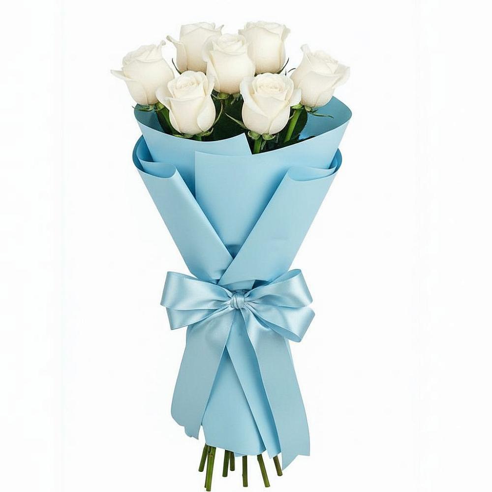 Букет 7 белых роз Проуд в Никольском Астраханской области