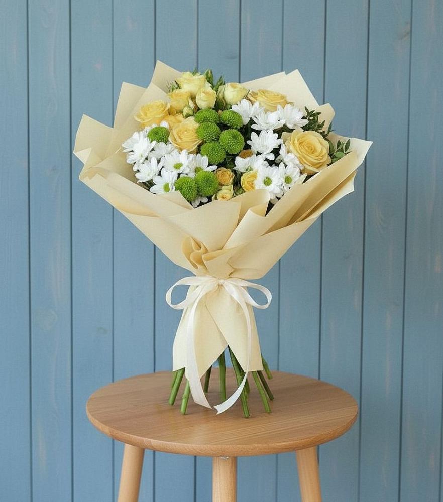 Букет цветов из: Хризантемы и Розы в Никольском Астраханской области