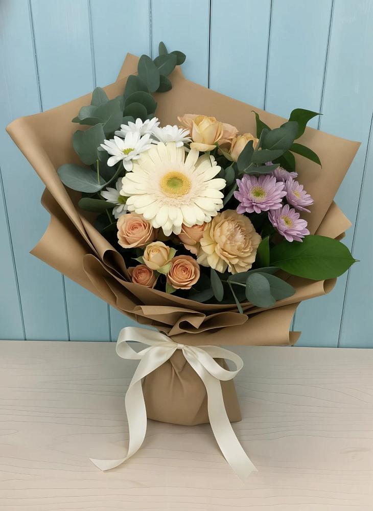 Букет цветов из: Герберы и Хризантемы в Никольском Астраханской области