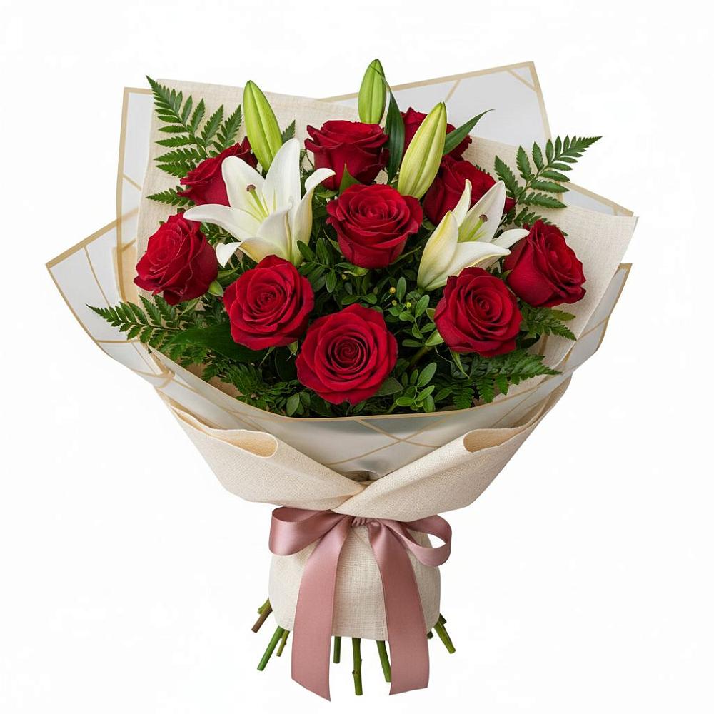 Букет цветов из: Лилии и Розы в Никольском Астраханской области