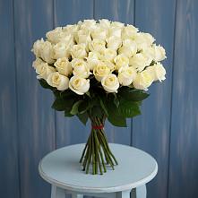 Букет 51 Белая роза Эдлесс Лав в Никольском Астраханской области
