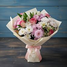 Букет цветов из:  Хризантемы, Альстромерии и Розы в Никольском Астраханской области