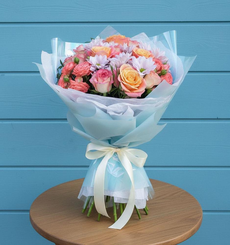 Букет цветов из: Хризантемы и Розы в Никольском Астраханской области