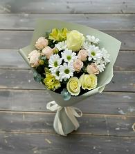 Букет цветов из:  Альстромерии, Розы и Хризантемы в Никольском Астраханской области