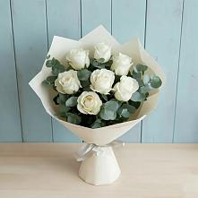 Букет Белые розы в Эвкалипте в Никольском Астраханской области